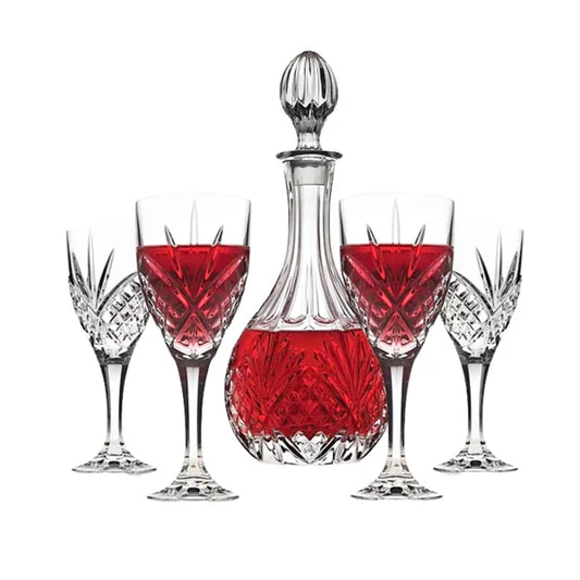 HOC Crystal 5-Piece Wine Decanter & Goblet Set