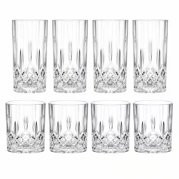 Crystal Glass Cups — Set of 8